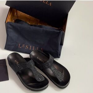 NWT LE SILLA 5 SANDALS CRYSTALS LEATHER HANDMADE ITALY REAL LEATHER 100% LEATHER